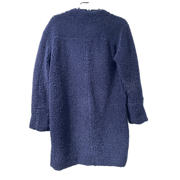 Gap Sherpa Teddy Bear Navy Blue Lined Coat Jacket Full Zip Long Sz XS A001518 - Picture 8 of 13